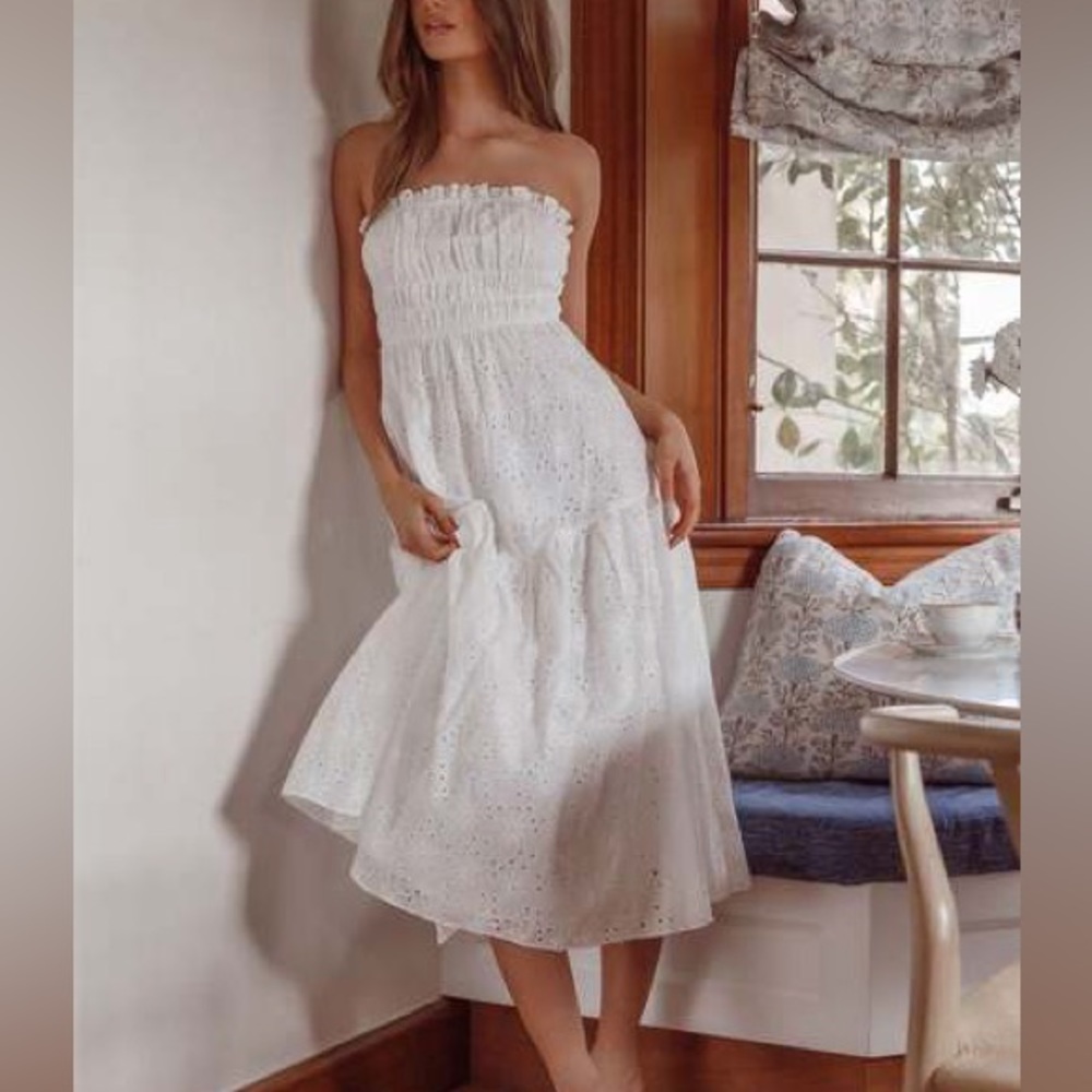 Selfie Leslie INDI LUXE Chasing Sunshine Strapless Midi Dress
